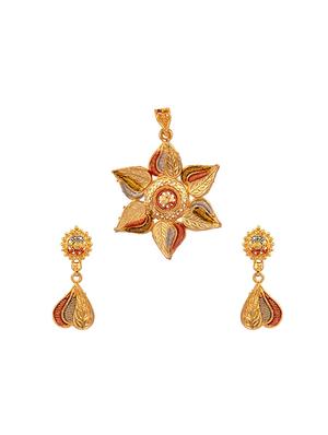 gold metal pendants and earring - 16737712 - Standard Image - 2