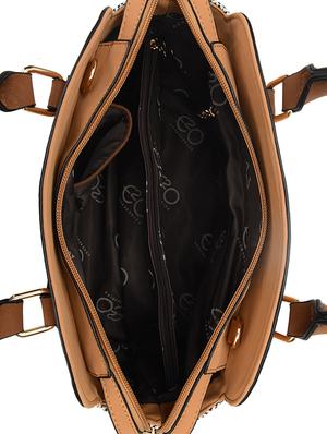brown leatherette (pu) regular handbag - 16737973 - Standard Image - 3