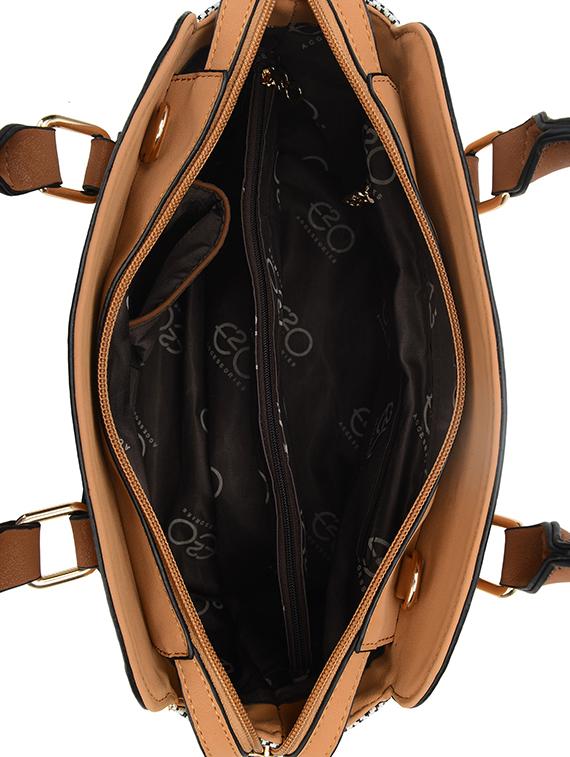 brown leatherette (pu) regular handbag - 16737973 - Zoom Image - 3
