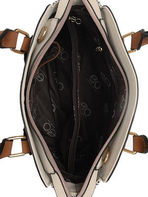 beige leatherette (pu) regular handbag - 16737974 - Standard Image - 3