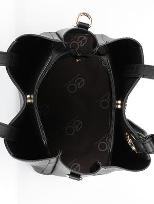 black leatherette (pu) regular handbag - 16737999 - Standard Image - 3