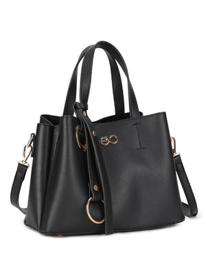 black leatherette (pu) regular handbag - 16737999 - Standard Image - 4