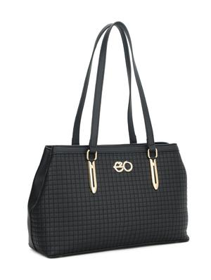black leatherette (pu) regular handbag - 16738004 - Standard Image - 4