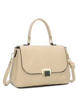 beige leatherette (pu) regular satchel - 16738009 - Standard Image - 4