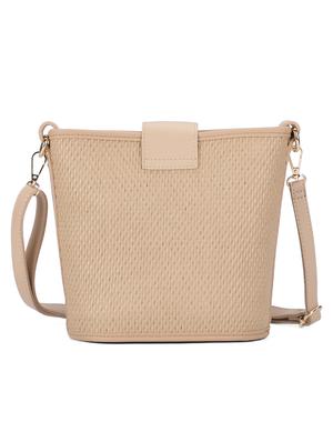 beige leatherette (pu) regular sling bag - 16738015 - Standard Image - 2