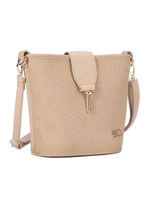 beige leatherette (pu) regular sling bag - 16738015 - Standard Image - 4