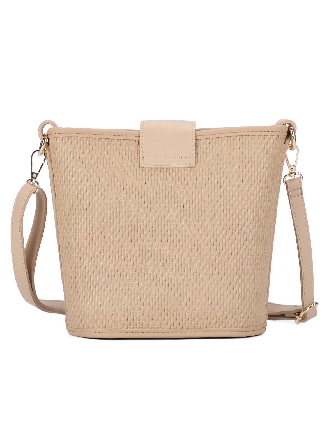 beige leatherette (pu) regular sling bag - 16738015 - Zoom Image - 2