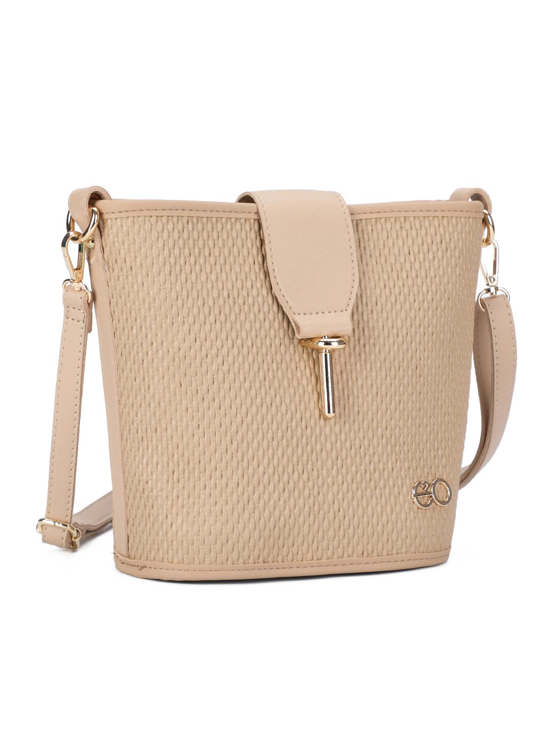 beige leatherette (pu) regular sling bag - 16738015 - Zoom Image - 4