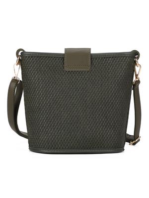 green leatherette (pu) regular sling bag - 16738016 - Standard Image - 2