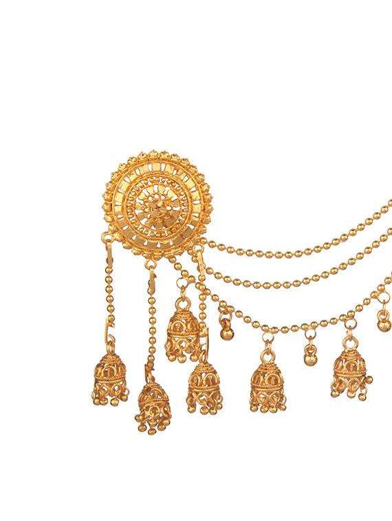 gold metal jhumka earring - 16738024 - Zoom Image - 2
