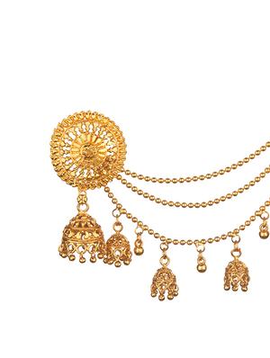 gold metal jhumka earring - 16738025 - Standard Image - 2