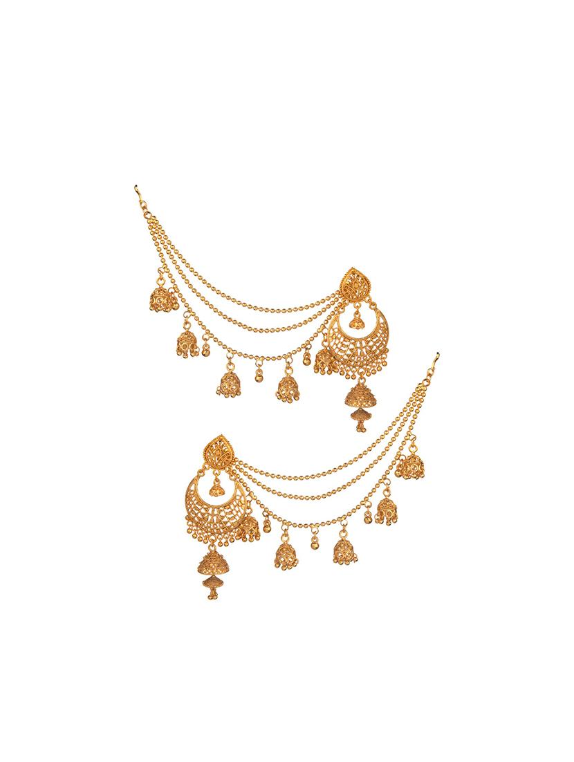 gold metal jhumka earring - 16738026 - Zoom Image - 1