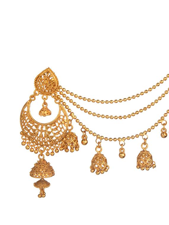 gold metal jhumka earring - 16738026 - Zoom Image - 2