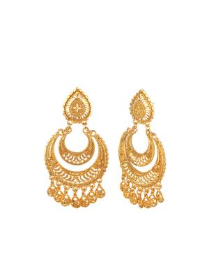 gold metal chandballi earring - 16738028 - Standard Image - 2