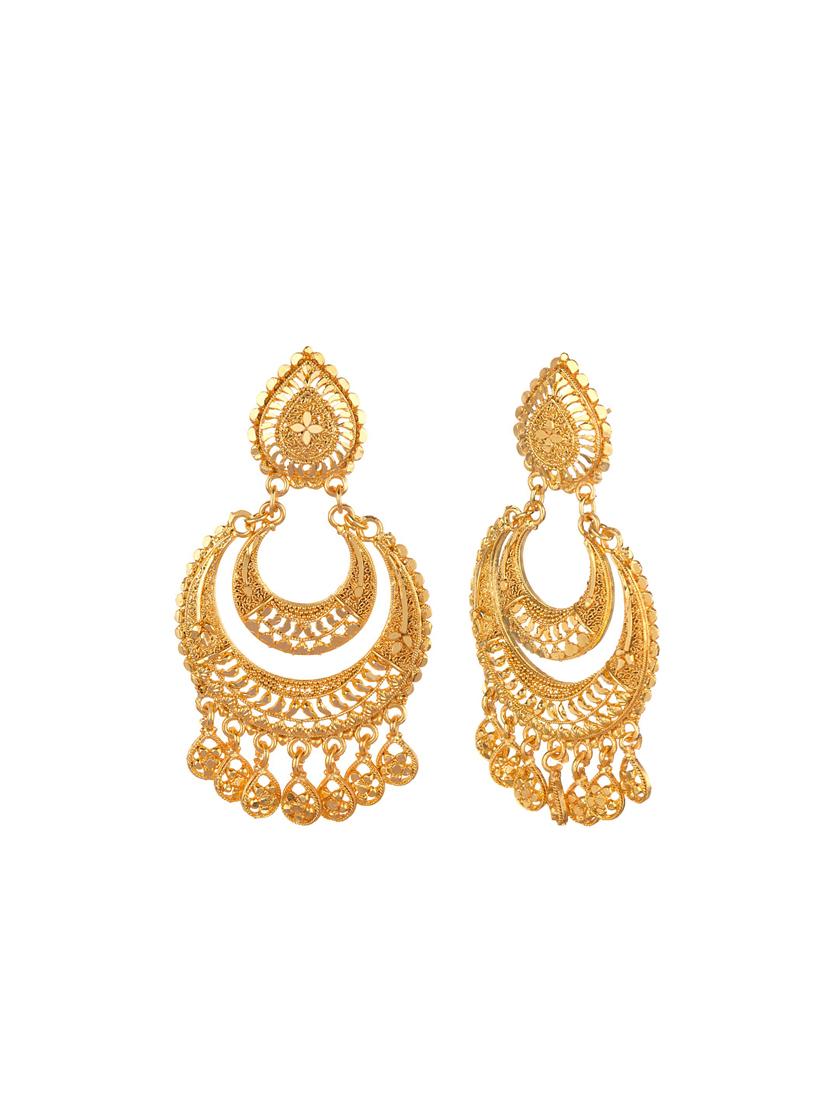 gold metal chandballi earring - 16738028 - Zoom Image - 2