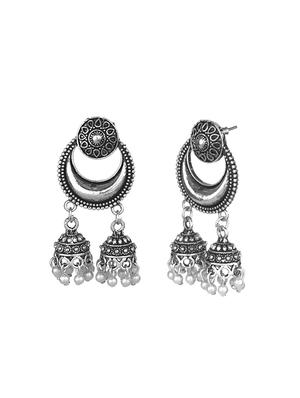 silver metal jhumka earring - 16738032 - Standard Image - 2