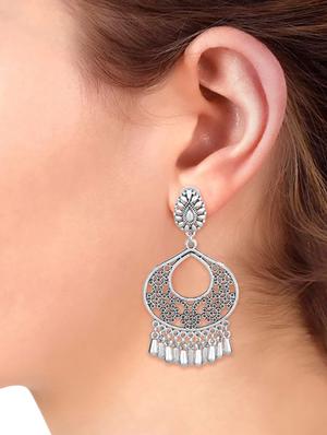 silver metal chandballi earring - 16738035 - Standard Image - 3
