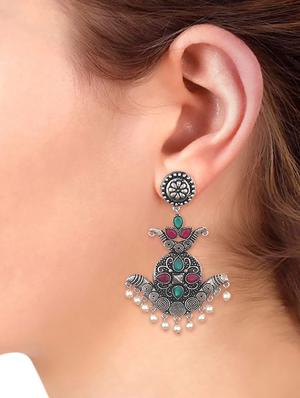 multi colored metal drop earring - 16738036 - Standard Image - 3