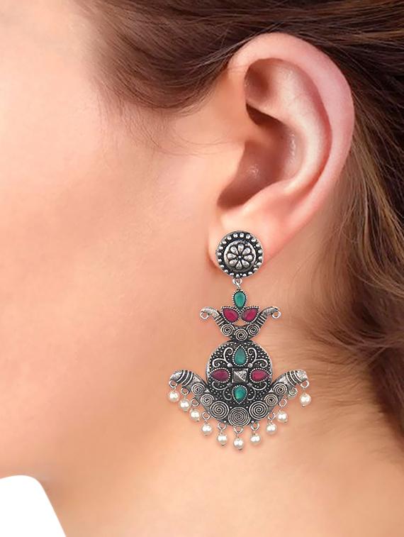 multi colored metal drop earring - 16738036 - Zoom Image - 3