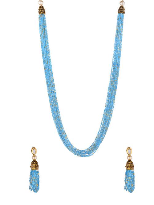 blue metal necklaces and earring - 16738038 - Standard Image - 1