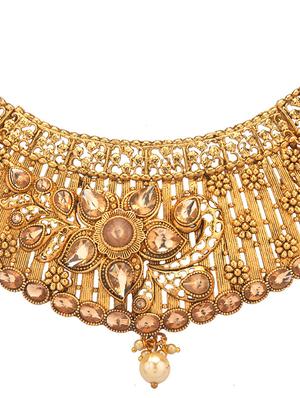gold metal necklaces and earring - 16738042 - Standard Image - 3