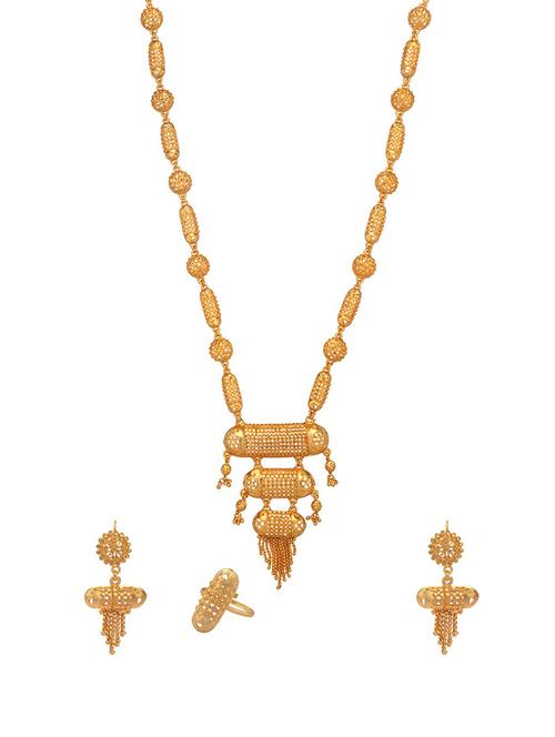 gold metal necklaces and earring - 16738045 - Standard Image - 1