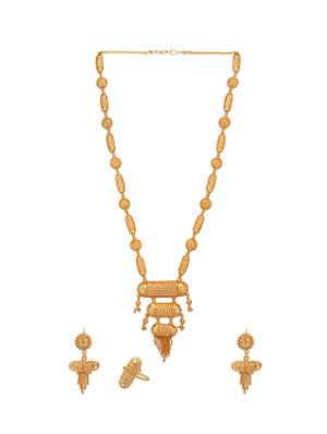 gold metal necklaces and earring - 16738045 - Standard Image - 2