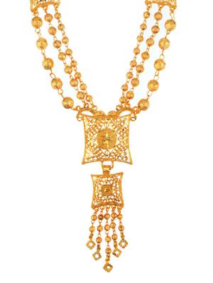 gold metal necklaces and earring - 16738046 - Standard Image - 2