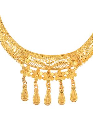 gold metal necklaces and earring - 16738052 - Standard Image - 3