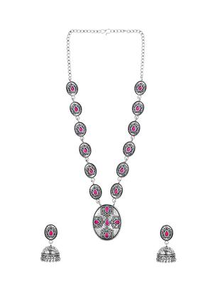pink metal necklaces and earring - 16738060 - Standard Image - 2