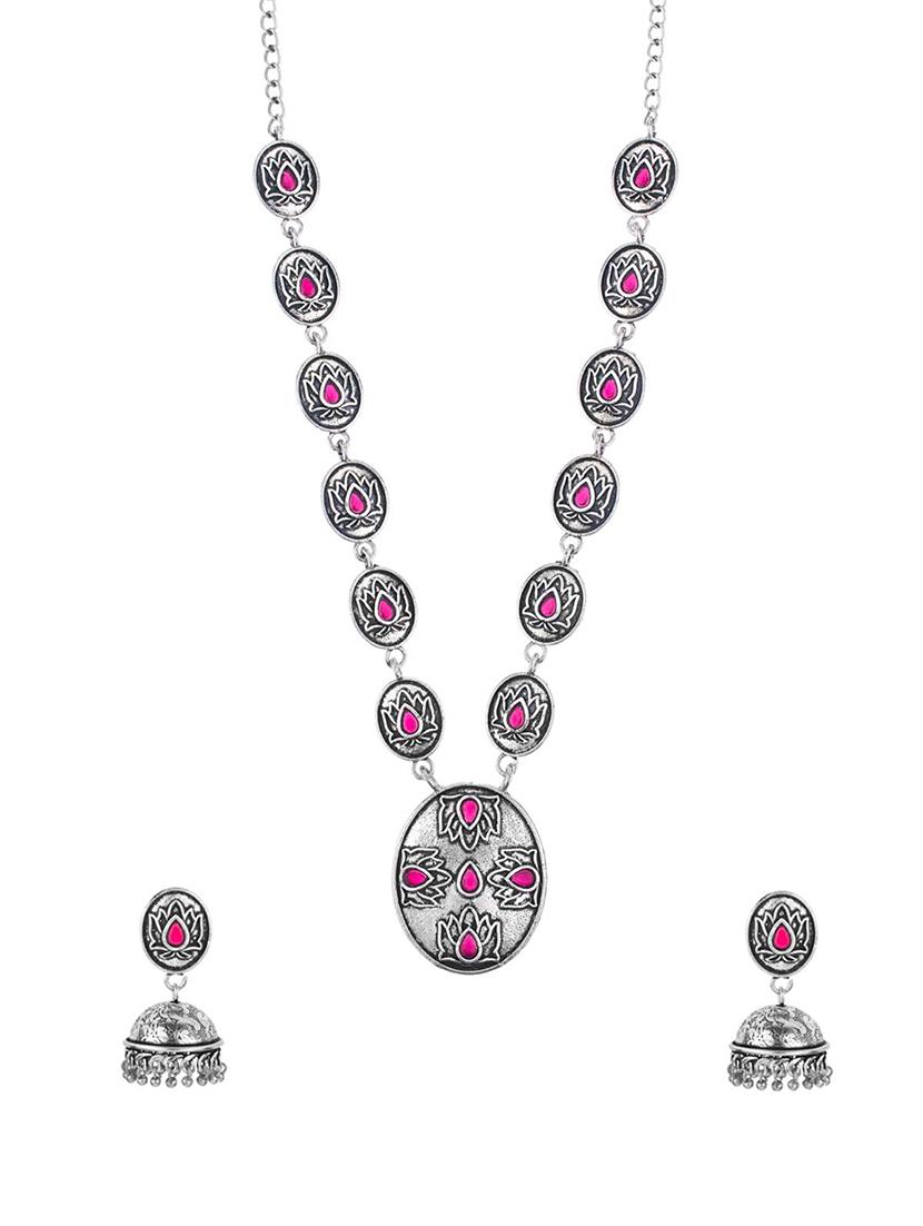 pink metal necklaces and earring - 16738060 - Zoom Image - 1