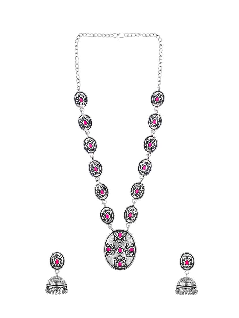 pink metal necklaces and earring - 16738060 - Zoom Image - 2