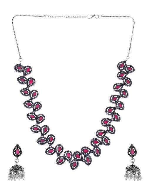 pink metal necklaces and earring - 16738072 - Very Small Image - 1