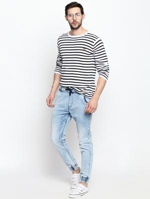 blue washed denim jogger - 16738359 - Standard Image - 4