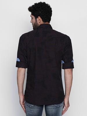 brown checkered casual shirt - 16738367 - Standard Image - 3