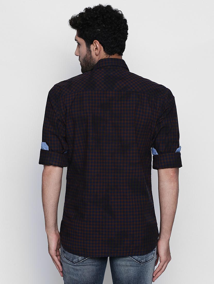 brown checkered casual shirt - 16738367 - Zoom Image - 3