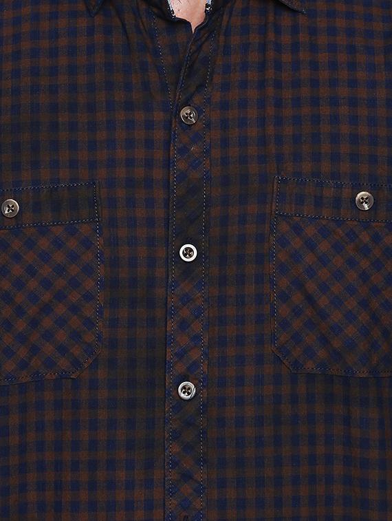 brown checkered casual shirt - 16738367 - Zoom Image - 5