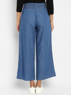 tie knot wide leg denim pants - 16738402 - Standard Image - 3
