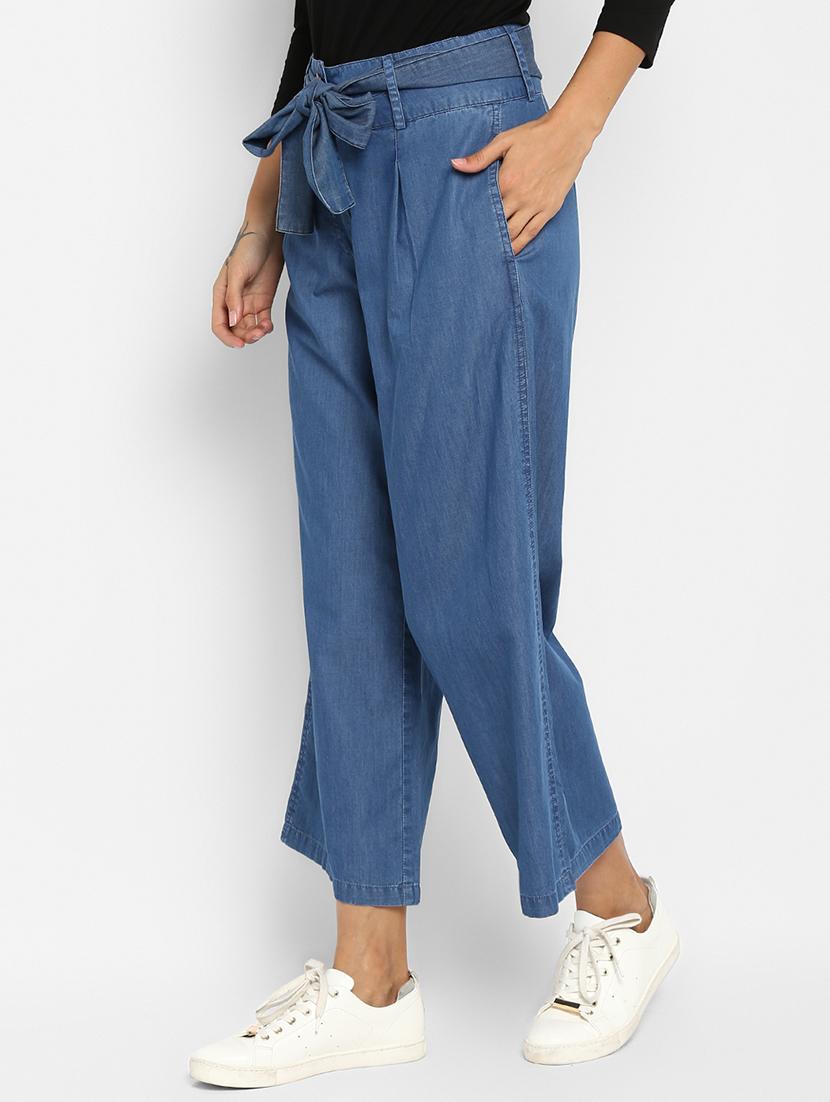 tie knot wide leg denim pants - 16738402 - Zoom Image - 2