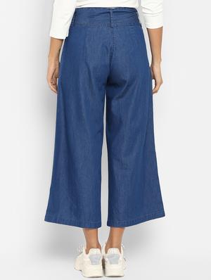 tie knot wide leg denim pants - 16738403 - Standard Image - 3