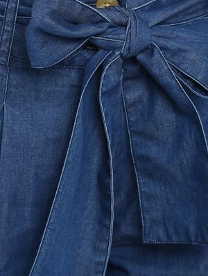 tie knot wide leg denim pants - 16738403 - Standard Image - 6
