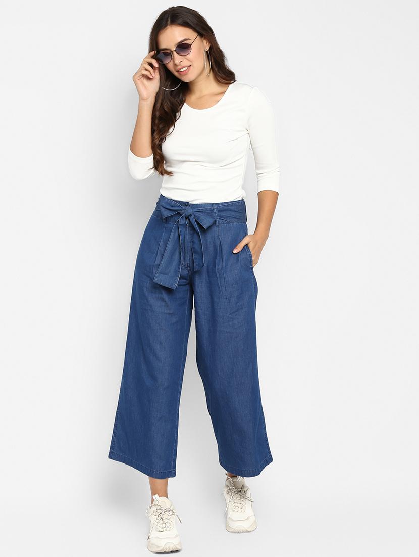 tie knot wide leg denim pants - 16738403 - Zoom Image - 4