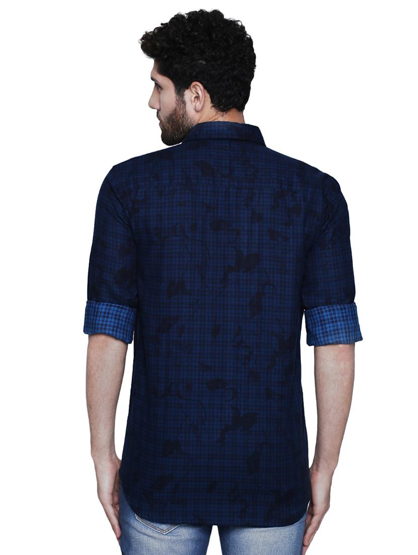 navy blue checkered casual shirt - 16738414 - Zoom Image - 3