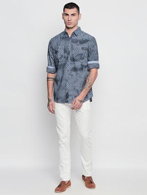 blue checkered casual shirt - 16738422 - Standard Image - 4