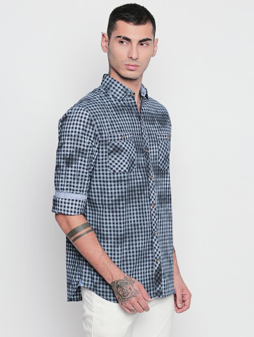 blue checkered casual shirt - 16738422 - Zoom Image - 2