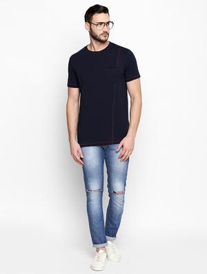 navy blue solid pocket t-shirt - 16738439 - Standard Image - 4