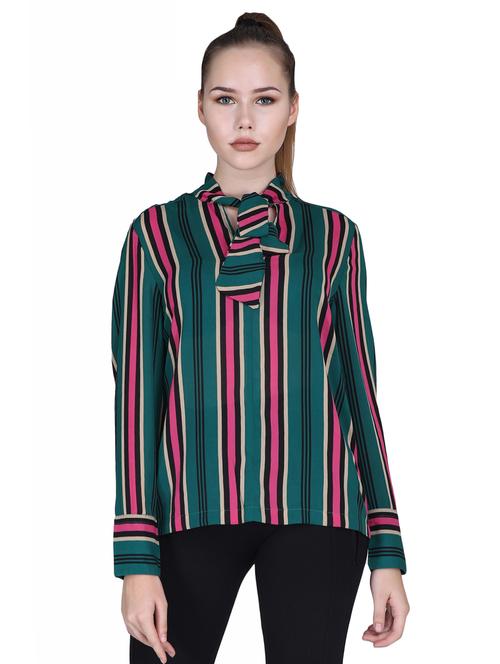 tie up neck striped top - 16738456 - Standard Image - 1