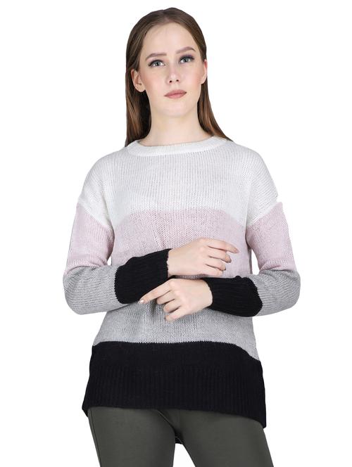 round neck color block pullover - 16738465 - Very Small Image - 1