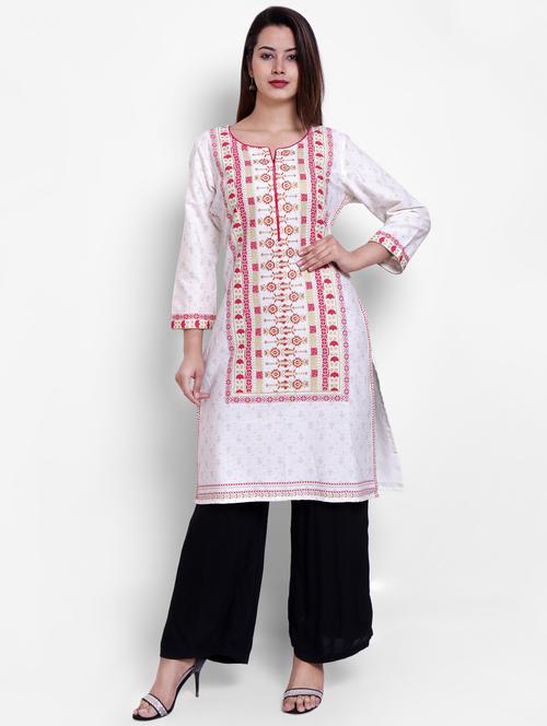 gold print straight kurta - 16738476 - Standard Image - 1