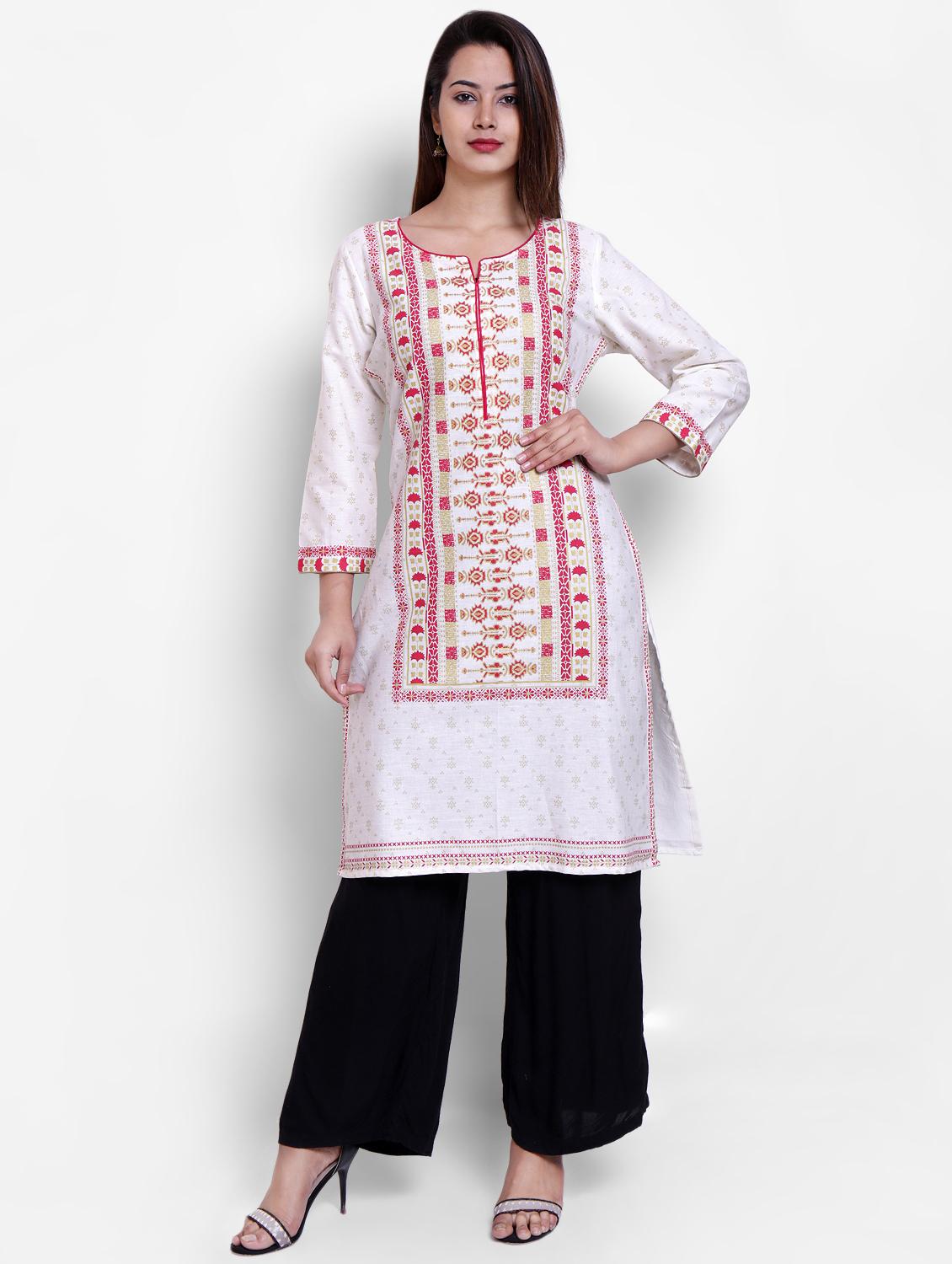 gold print straight kurta - 16738476 - Zoom Image - 1